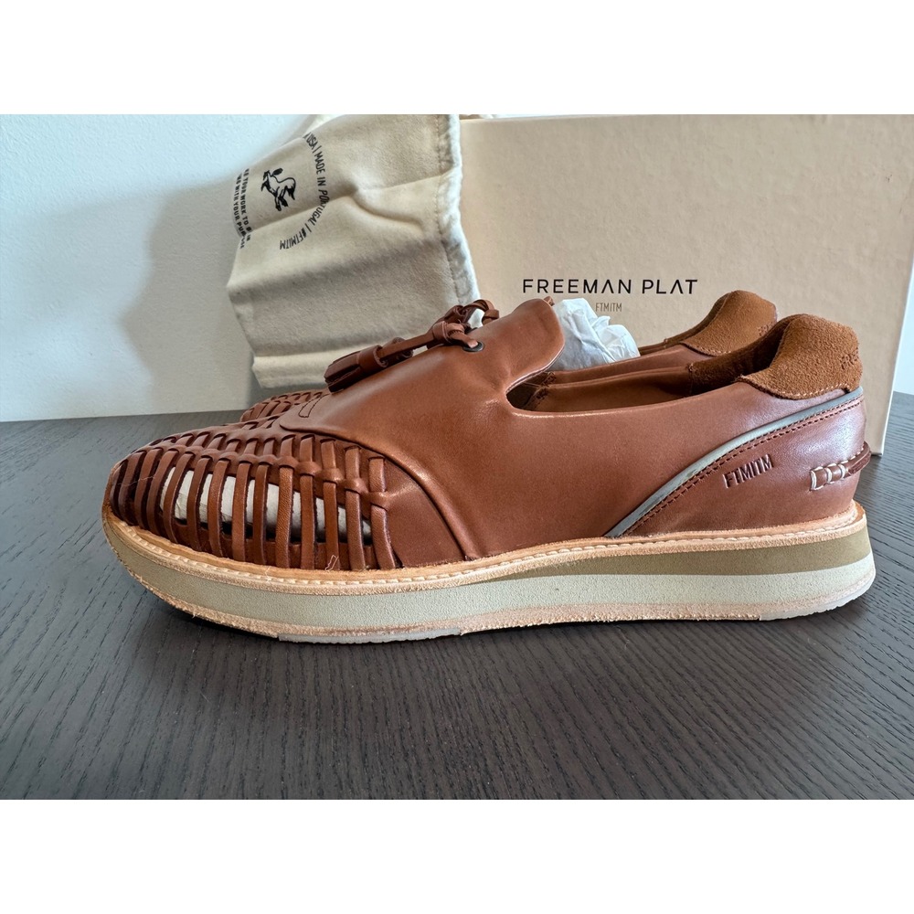 Freeman Plat Quarter Jogger Huarache Mens Size 10 Cognac Woven Leather Tassel